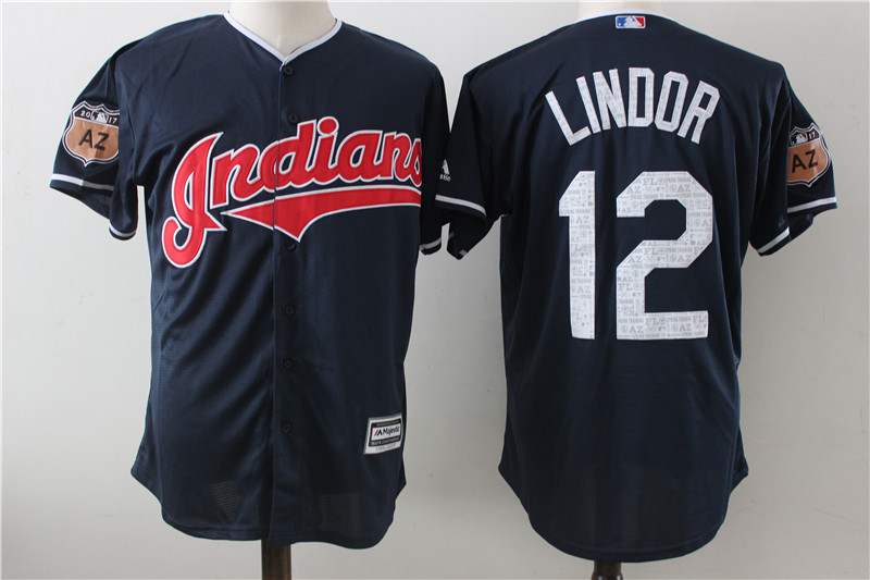 Indians 12 Francisco Lindor Navy 2017 Spring Training Cool Base Jersey Indians 12 Francisco Lindor Navy 2017 Spring Training Cool Base Jersey