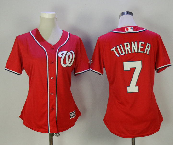 Nationals 7 Trea Turner Red Women New Cool Base Jersey