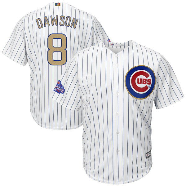 Cubs 8 Andre Dawson White 2017 Gold Program Cool Base Jersey