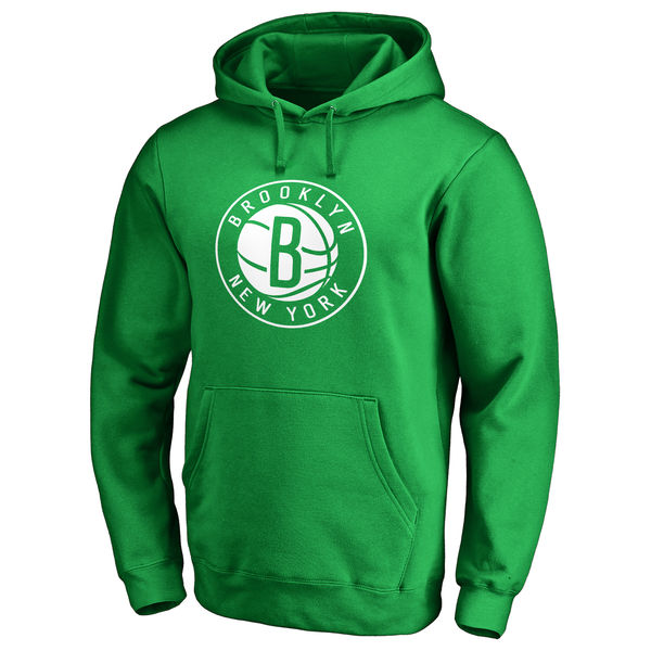 Brooklyn Nets Fanatics Branded Kelly Green St. Patrick's Day White Logo Pullover Hoodie