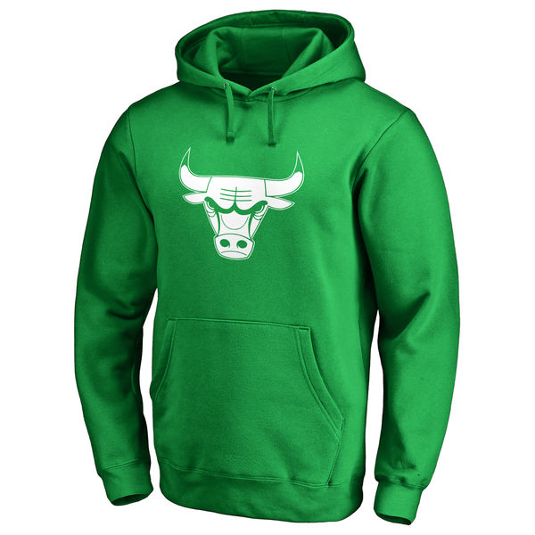 Chicago Bulls Fanatics Branded Kelly Green St. Patrick's Day White Logo Pullover Hoodie