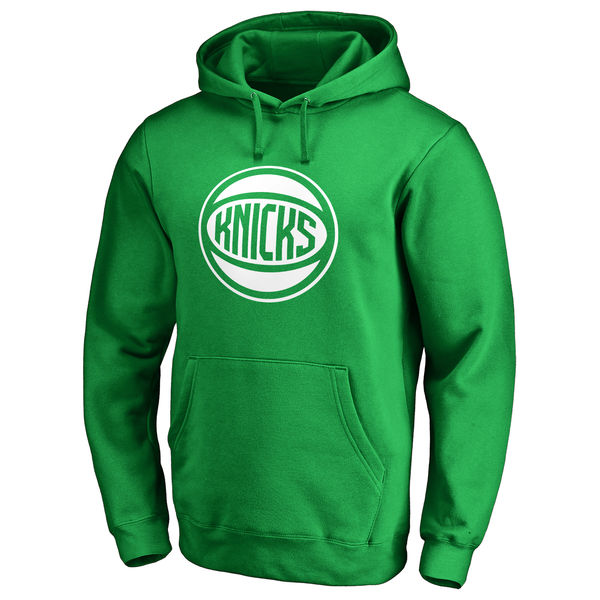New York Knicks Fanatics Branded Kelly Green St. Patrick's Day White Logo Pullover Hoodie - Click Image to Close