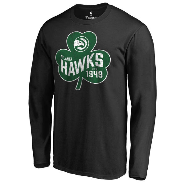 Atlanta Hawks Fanatics Branded Black Big & Tall St. Patrick's Day Paddy's Pride Long Sleeve T-Shirt