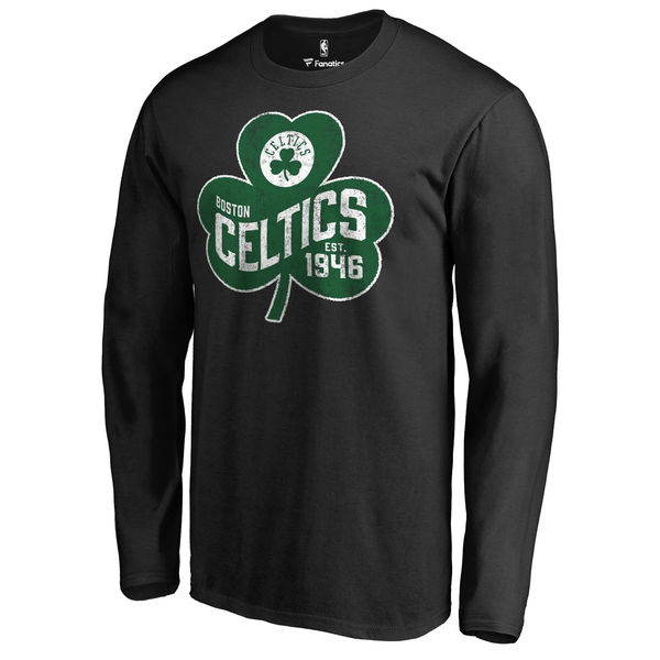 Boston Celtics Fanatics Branded Black Big & Tall St. Patrick's Day Paddy's Pride Long Sleeve T-Shirt