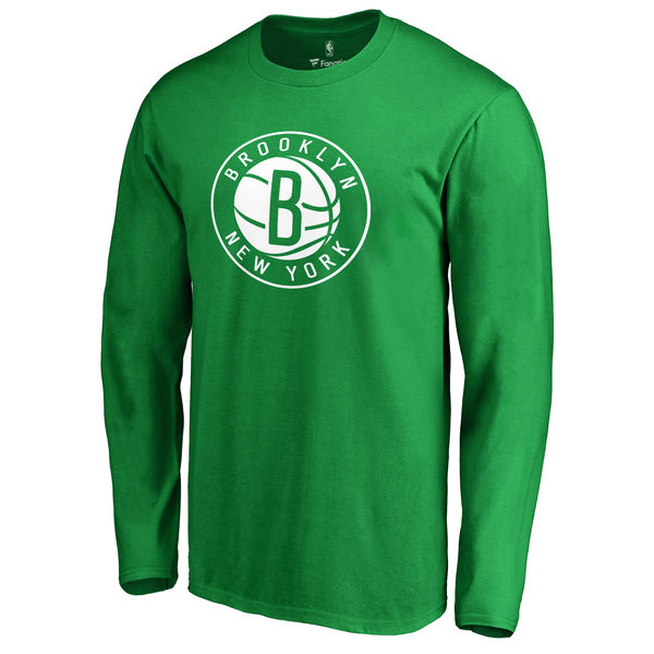 Brooklyn Nets Fanatics Branded Kelly Green St. Patrick's Day White Logo Long Sleeve T-Shirt