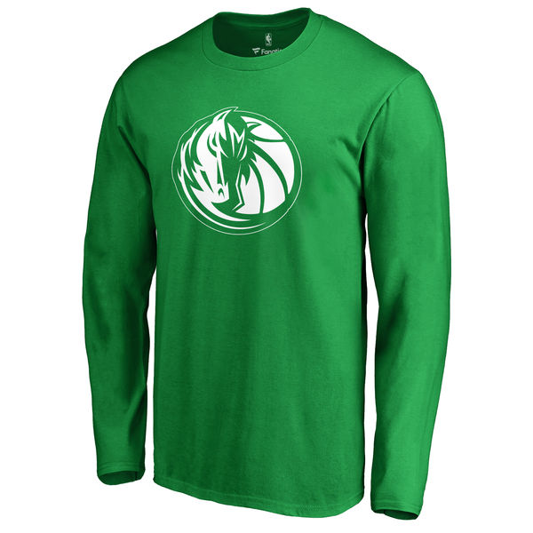 Dallas Mavericks Fanatics Branded Kelly Green St. Patrick's Day White Logo Long Sleeve T-Shirt