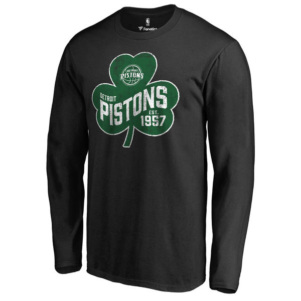 Detroit Pistons Fanatics Branded Black Big & Tall St. Patrick's Day Paddy's Pride Long Sleeve T-Shirt