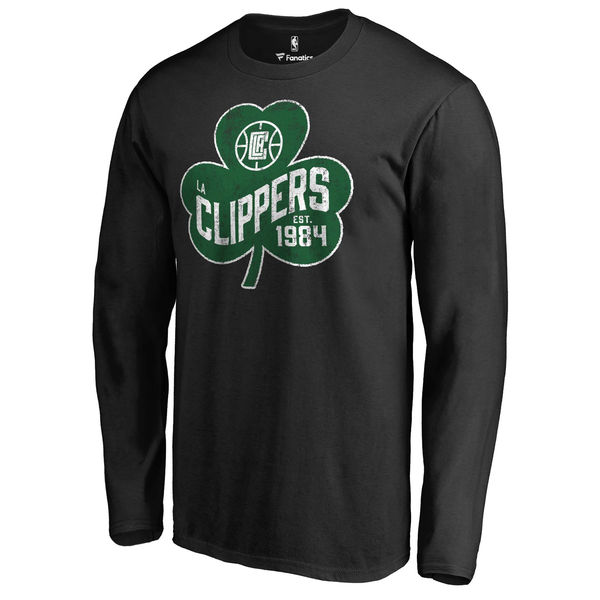 LA Clippers Fanatics Branded Black Big & Tall St. Patrick's Day Paddy's Pride Long Sleeve T-Shirt