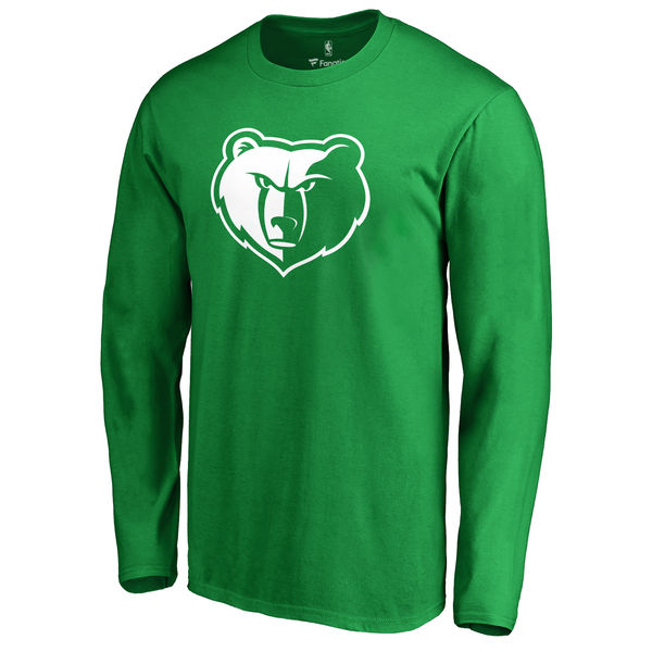 Memphis Grizzlies Fanatics Branded Kelly Green St. Patrick's Day White Logo Long Sleeve T-Shirt - Click Image to Close