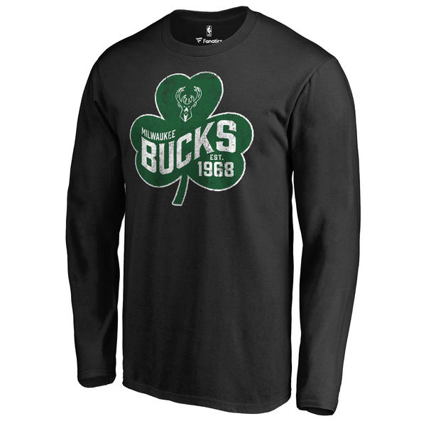 Milwaukee Bucks Fanatics Branded Black Big & Tall St. Patrick's Day Paddy's Pride Long Sleeve T-Shirt - Click Image to Close