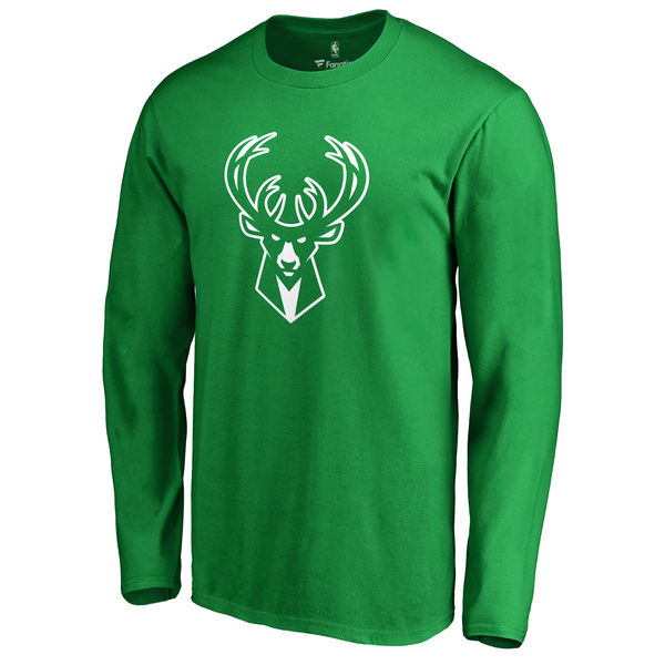 Milwaukee Bucks Fanatics Branded Kelly Green St. Patrick's Day White Logo Long Sleeve T-Shirt