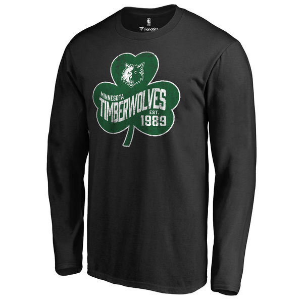 Minnesota Timberwolves Fanatics Branded Black Big & Tall St. Patrick's Day Paddy's Pride Long Sleeve T-Shirt