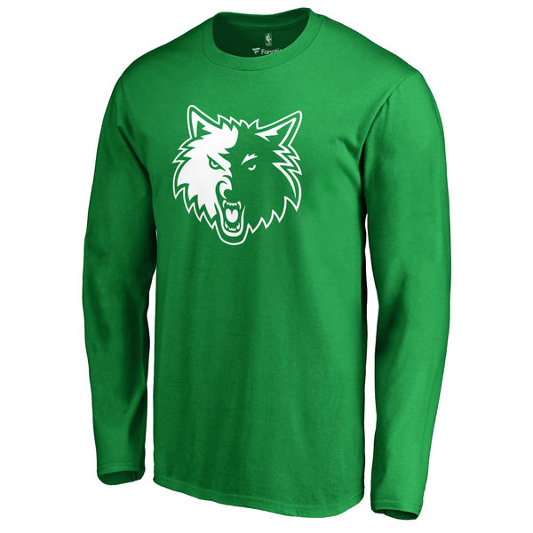Minnesota Timberwolves Fanatics Branded Kelly Green St. Patrick's Day White Logo Long Sleeve T-Shirt