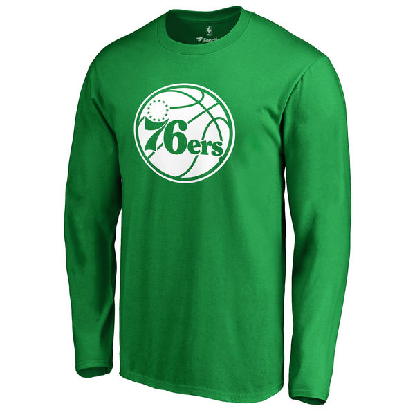 Philadelphia 76ers Fanatics Branded Kelly Green St. Patrick's Day White Logo Long Sleeve T-Shirt