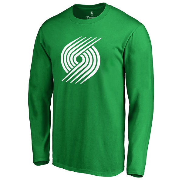 Portland Trail Blazers Fanatics Branded Kelly Green St. Patrick's Day White Logo Long Sleeve T-Shirt - Click Image to Close