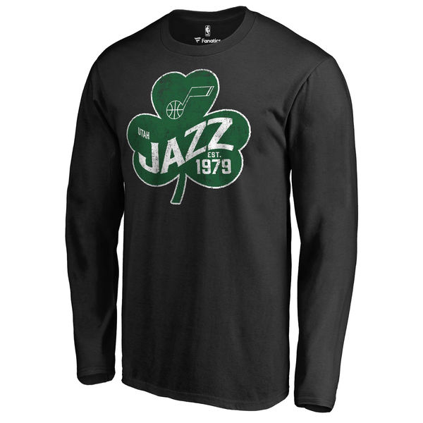 Utah Jazz Fanatics Branded Black Big & Tall St. Patrick's Day Paddy's Pride Long Sleeve T-Shirt
