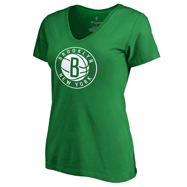 Brooklyn Nets Fanatics Branded Kelly Green St. Patrick's Day White Logo Women's T-Shirt