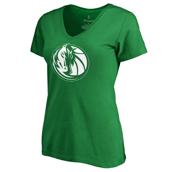 Dallas Mavericks Fanatics Branded Kelly Green St. Patrick's Day White Logo Women's T-Shirt