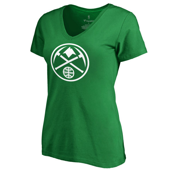 Denver Nuggets Fanatics Branded Kelly Green St. Patrick's Day White Logo Women's T-Shirt - Click Image to Close