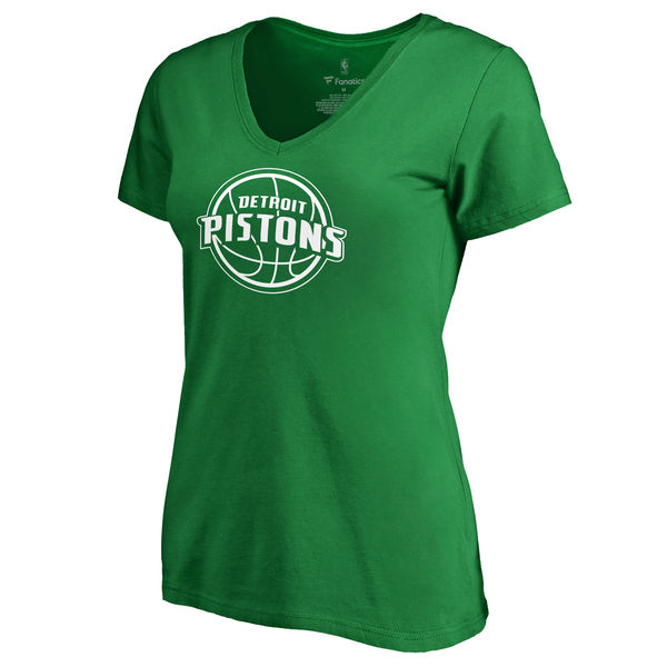 Detroit Pistons Fanatics Branded Kelly Green St. Patrick's Day White Logo Women's T-Shirt