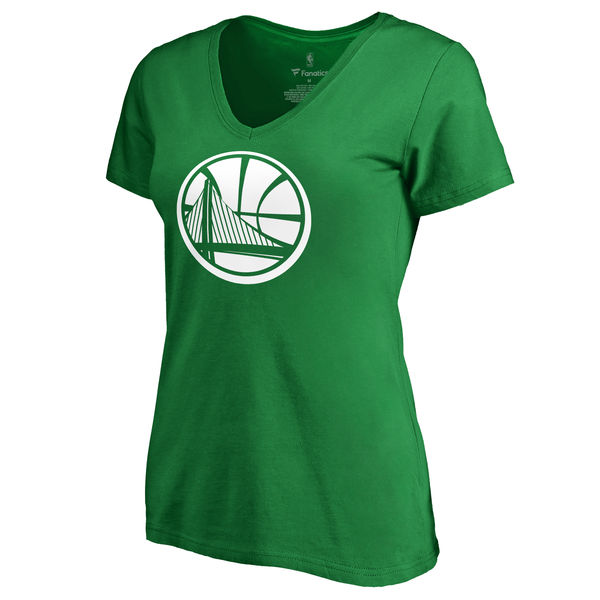 Golden State Warriors Fanatics Branded Kelly Green St. Patrick's Day White Logo Women's T-Shirt
