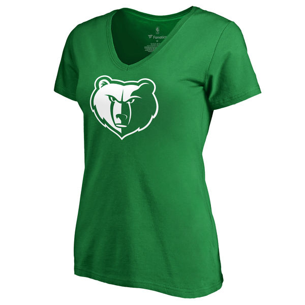 Memphis Grizzlies Fanatics Branded Kelly Green St. Patrick's Day White Logo Women's T-Shirt - Click Image to Close