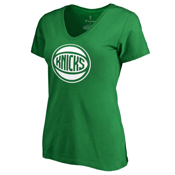 New York Knicks Fanatics Branded Kelly Green St. Patrick's Day White Logo Women's T-Shirt