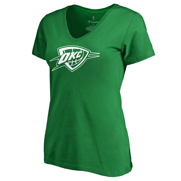Oklahoma City Thunder Fanatics Branded Kelly Green St. Patrick's Day White Logo Women's T-Shirt