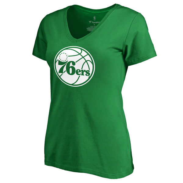 Philadelphia 76ers Fanatics Branded Kelly Green St. Patrick's Day White Logo Women's T-Shirt
