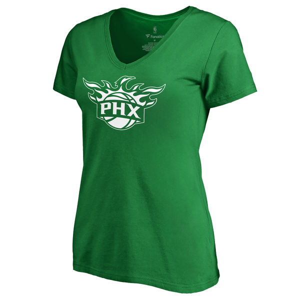 Phoenix Suns Fanatics Branded Kelly Green St. Patrick's Day White Logo Women's T-Shirt - Click Image to Close