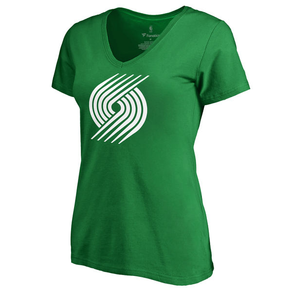 Portland Trail Blazers Fanatics Branded Kelly Green St. Patrick's Day White Logo Women's T-Shirt
