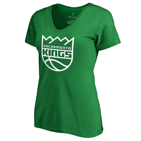 Sacramento Kings Fanatics Branded Kelly Green St. Patrick's Day White Logo Women's T-Shirt