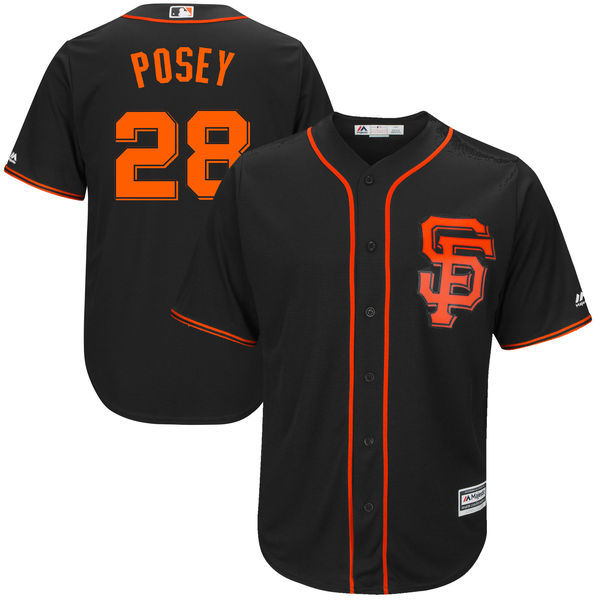 Giants 28 Buster Posey Black Alternate 2017 Cool Base Jersey
