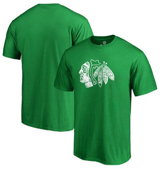 Chicago Blackhawks Fanatics Branded St. Patrick's Day White Logo T-Shirt Kelly Green