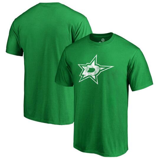 Dallas Stars Fanatics Branded St. Patrick's Day White Logo T-Shirt Kelly Green