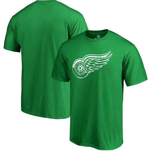 Detroit Red Wings Fanatics Branded St. Patrick's Day White Logo T-Shirt Kelly Green