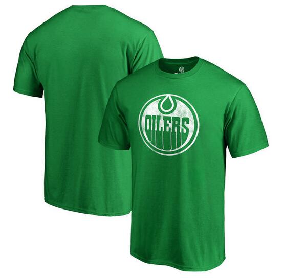 Edmonton Oilers Fanatics Branded St. Patrick's Day White Logo T-Shirt Kelly Green