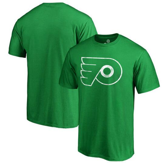 Philadelphia Flyers Fanatics Branded St. Patrick's Day White Logo T-Shirt Kelly Green