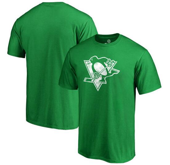 Pittsburgh Penguins Fanatics Branded St. Patrick's Day White Logo T-Shirt Kelly Green