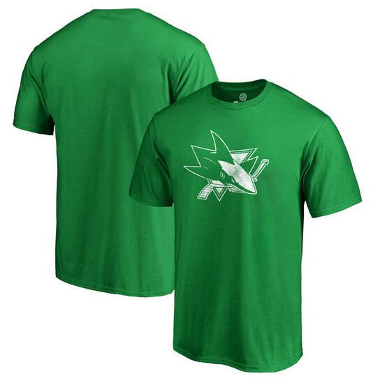 San Jose Sharks Fanatics Branded St. Patrick's Day White Logo T-Shirt Kelly Green