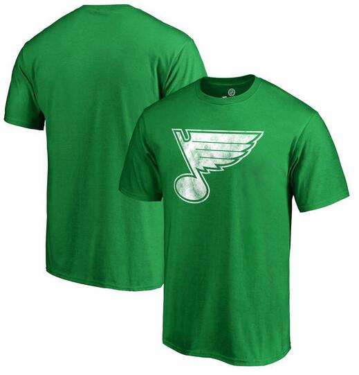 St. Louis Blues Fanatics Branded St. Patrick's Day White Logo T-Shirt Kelly Green - Click Image to Close