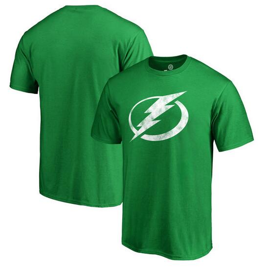 Tampa Bay Lightning Fanatics Branded St. Patrick's Day White Logo T-Shirt Kelly Green