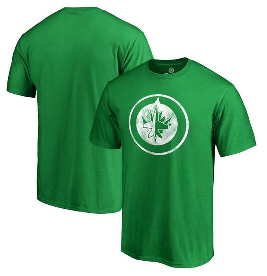 Winnipeg Jets Fanatics Branded St. Patrick's Day White Logo T-Shirt Kelly Green