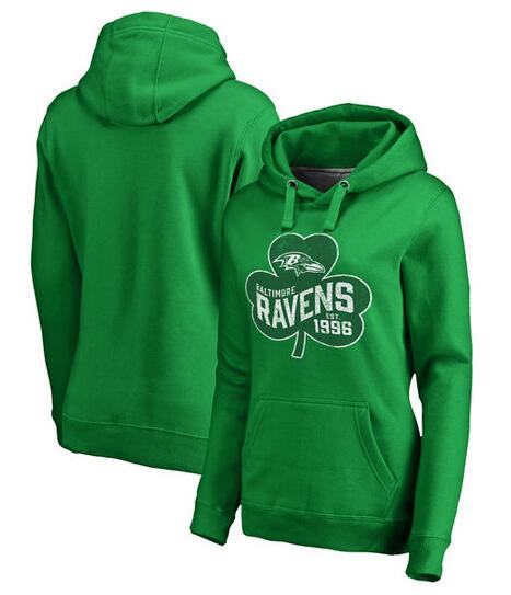 Baltimore Ravens Pro Line by Fanatics Branded Women's St. Patrick's Day Paddy's Pride Pullover Hoodie Kelly Green