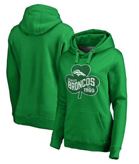Denver Broncos Pro Line by Fanatics Branded Women's St. Patrick's Day Paddy's Pride Pullover Hoodie Kelly Green
