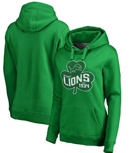 Detroit Lions Pro Line by Fanatics Branded Women's St. Patrick's Day Paddy's Pride Pullover Hoodie Kelly Green