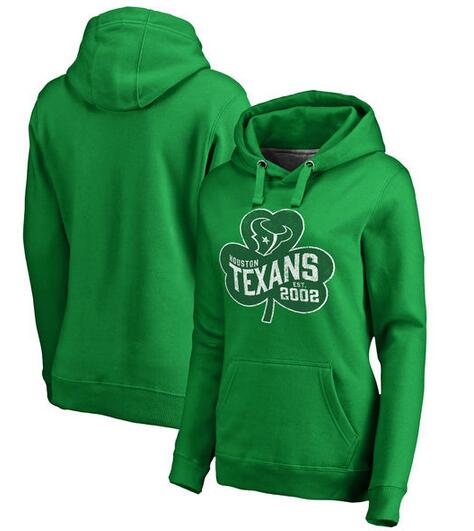 Houston Texans Pro Line by Fanatics Branded Women's St. Patrick's Day Paddy's Pride Pullover Hoodie Kelly Green - Click Image to Close