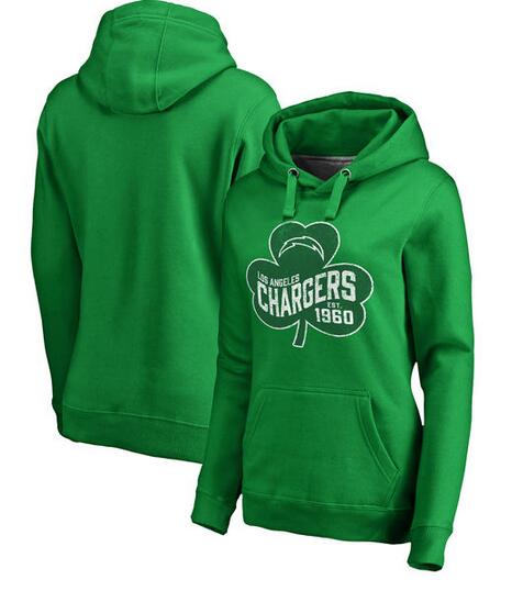 Los Angeles Chargers Pro Line by Fanatics Branded Women's St. Patrick's Day Paddy's Pride Pullover Hoodie Kelly Green
