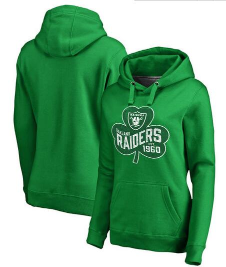 Oakland Raiders Pro Line by Fanatics Branded Women's St. Patrick's Day Paddy's Pride Pullover Hoodie Kelly Green