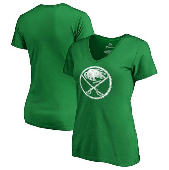 Buffalo Sabres Fanatics Branded Women's St. Patrick's Day White Logo T-Shirt Kelly Green - Click Image to Close
